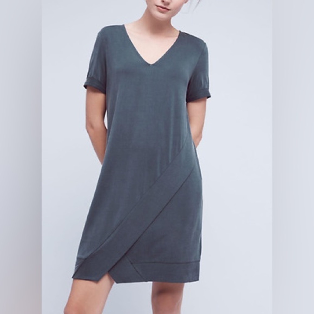 Dolan Left Coast Green Plunge Short Sleeve Dress